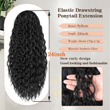 Flyshadow Sylhair Drawstring Ponytail Extension for Black Women 24 Inch Synthetic Long Curly Pony Tails for Daily Use Fluffy Hairpiece