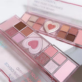 Flyshadow 12Colors Love Heart Pink Eyeshadow Palette Natural Cool Tone Low Saturation Matte Eye Shadow Pallet Brown Korean Makeup Cosmetic