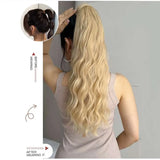 Flyshadow Corn Wavy Ponytail Extended Winding Long Curly Wavy Ponytail Extended Synthetic Blonde Ponytail Wig For Female Girl