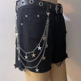 Flyshadow Metal Punk Steet Layered Chain Star Keychains For Women Men Waist Key Wallet Jeans Hip-hop Pants Belt Chains Jewelry Accessories