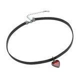 Flyshadow Kpop Simple Red Heart Pendant Necklace Neo Gothic Pu Leather Choker Fashion Clavicle Chain Collar Vintage Jewelry Wholesale