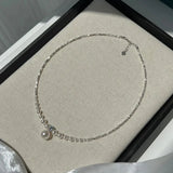 Flyshadow Exquisite Charm Imitated Pearl Neck Chain Trendy Cubic Zirconia Necklace Women's Classic Delicate Silver Colour Square Necklaces