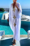 Casual Vacation Solid Embroidered Contrast Swimwears Cover Up